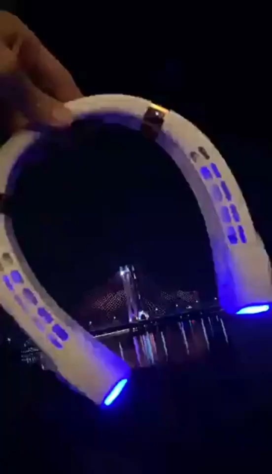BreezeLoop Wearable Neck Fan - Deep Space Blue & Gold