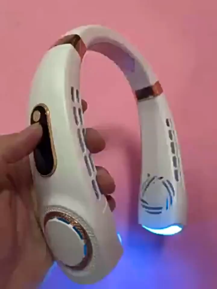 BreezeLoop Wearable Neck Fan - White & Gold